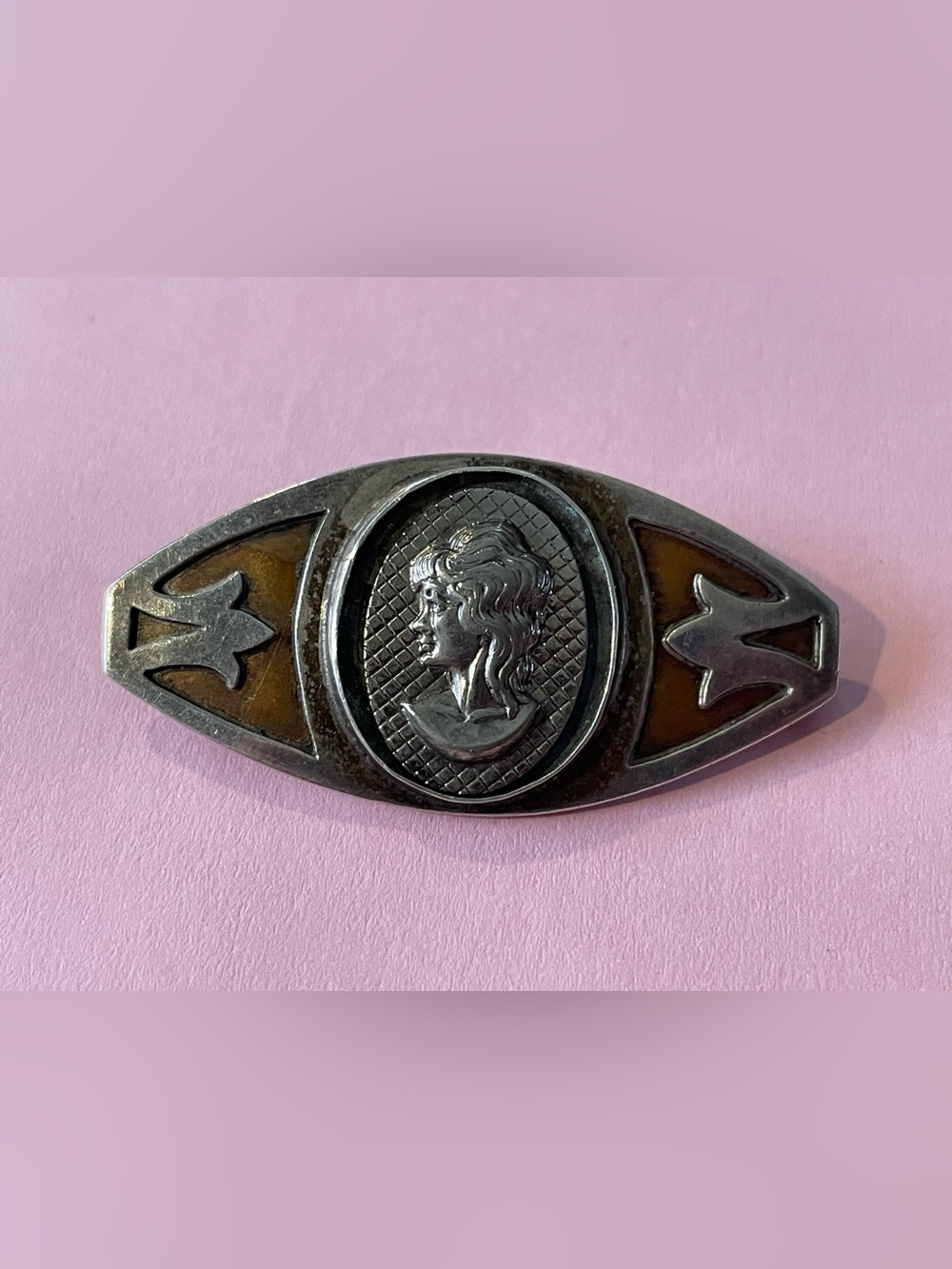 Vintage Art Silver Shop Sterling Copper Portrait Brooch #7786 ❤️🔥 LAST CHANCE